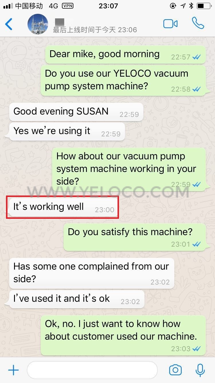 YELOCO Transformer Vacuum Pump - Customer Feedback
